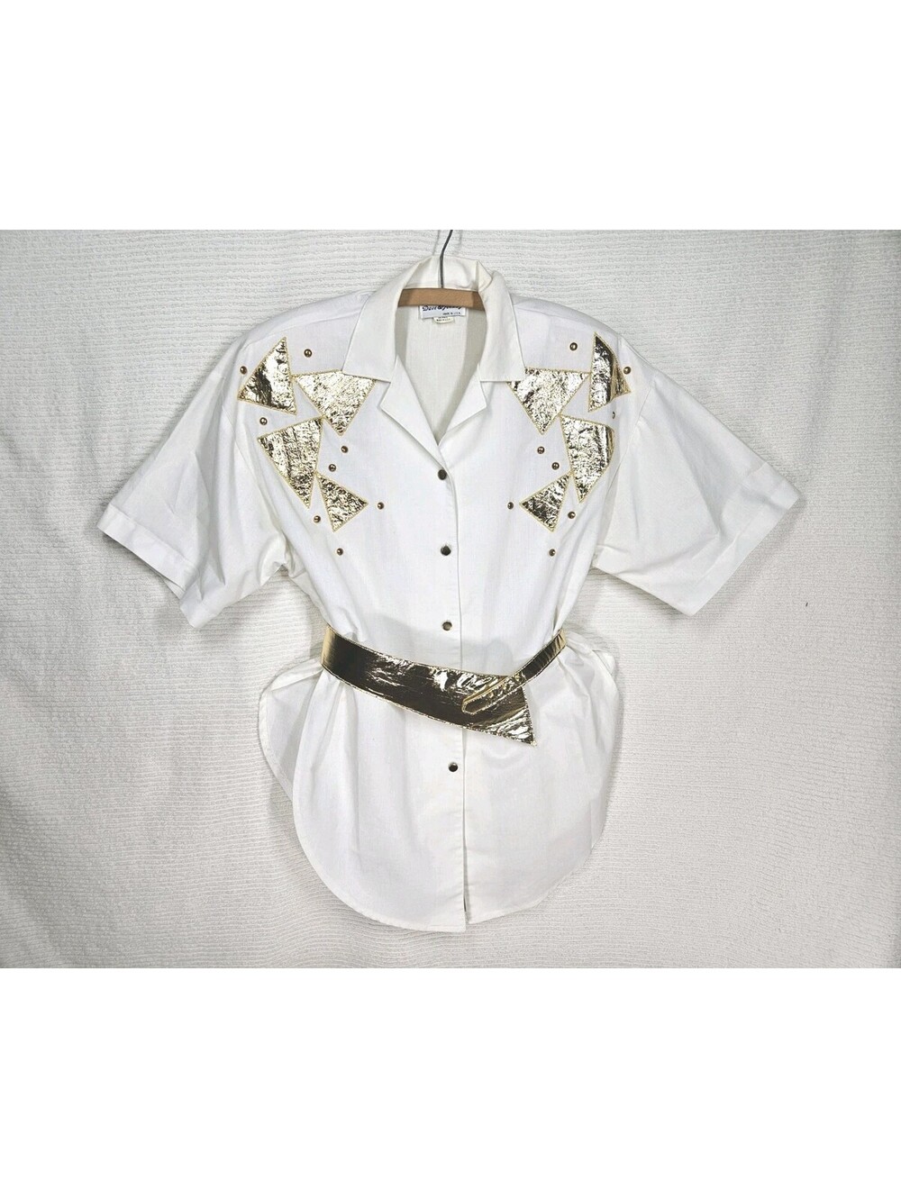 NWOT Vintage 1980s Tunic Shirt Gold Belt Set Dave & Johnny Juniors 5 Retro Ooak